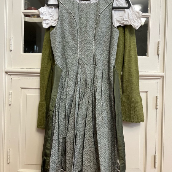 Green and White Dirndl Dress - Picture 4 of 13